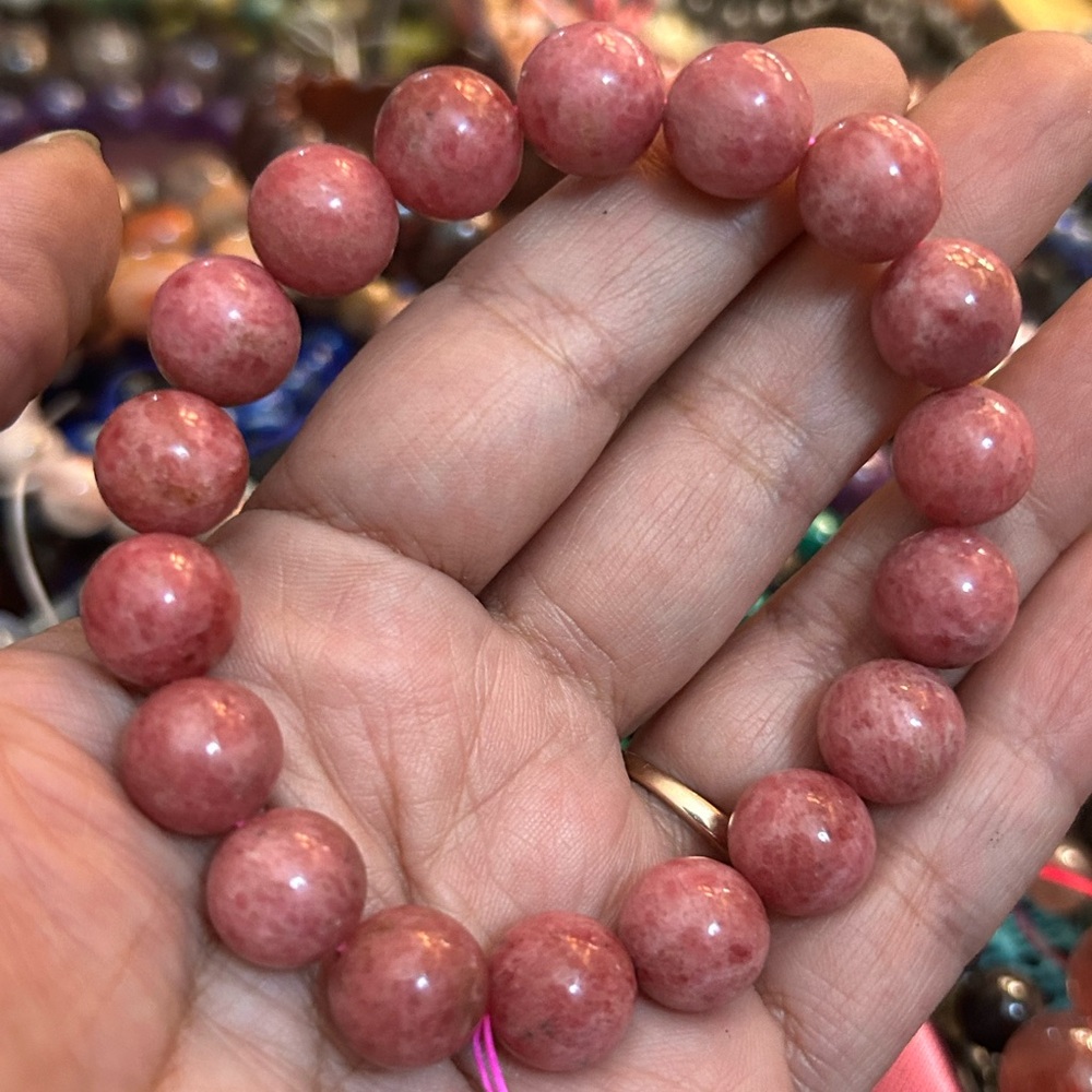 Rhodonite crystal bracelet almost 7 inches 11mm